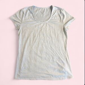 Athleta light blue Ribbed Short Sleeve Top Size S Athletic Casual Tee